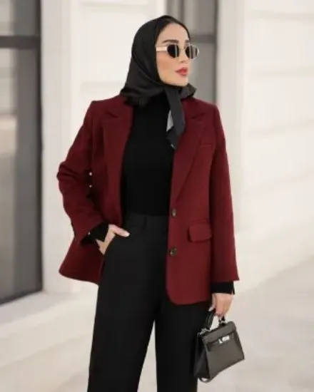 تصویر  کت زنانه یقه انگلیسی